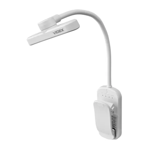 Csíptetős LED asztali olvasólámpa 0.7W 60lm CCT USB-C akkumulátoros fényerő-szabályozható fehér VIDEX