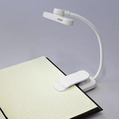 Csíptetős LED asztali olvasólámpa 0.7W 60lm CCT USB-C akkumulátoros fényerő-szabályozható fehér VIDEX