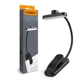  LED asztali olvasó- és éjjeli lámpa 0.7W 60lm CCT 1000mAh akkumulátoros USB-C fekete Videx