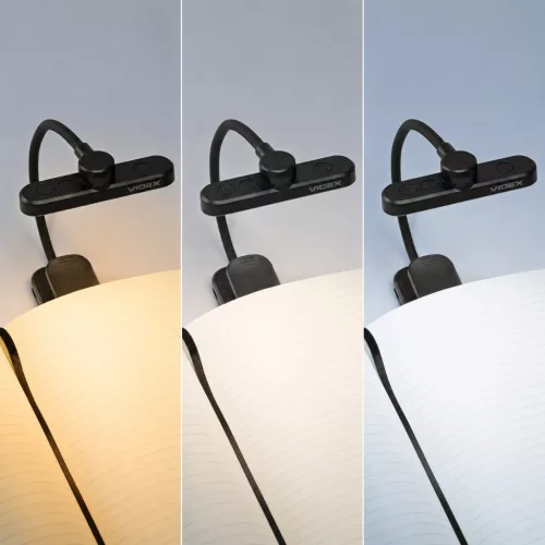 LED asztali olvasó- és éjjeli lámpa 0.7W 60lm CCT 1000mAh akkumulátoros USB-C fekete Videx