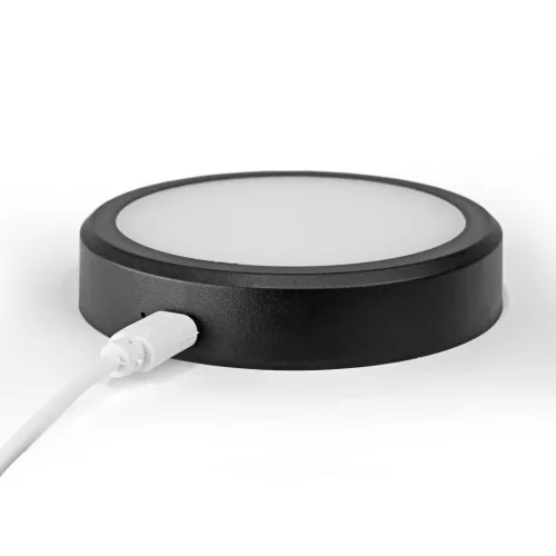 Akkumulátoros LED éjjelilámpa mozgásérzékelővel 1.2W 100lm CCT fekete kerek fényerő-szabályozható 1000mAh USB-C VIDEX