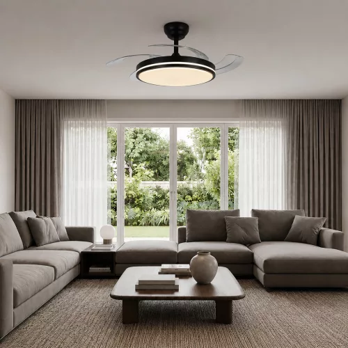 Mennyezeti ventilátor 106cm LED mennyezeti lámpa 60W 5400lm 3000-6000K CCT fekete Videx