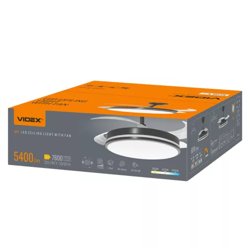 Mennyezeti ventilátor 106cm lámpa mennyezeti plafon LED 60W 5400lm 3000-6500K CCT távirányítóval fehér Videx