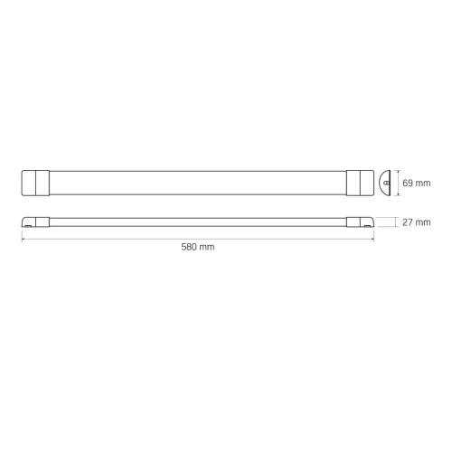 Felületre szerelhető lineáris LED mennyezeti lámpa 60cm 18W 2160lm 4000-6500K CCT 120° fehér VIDEX