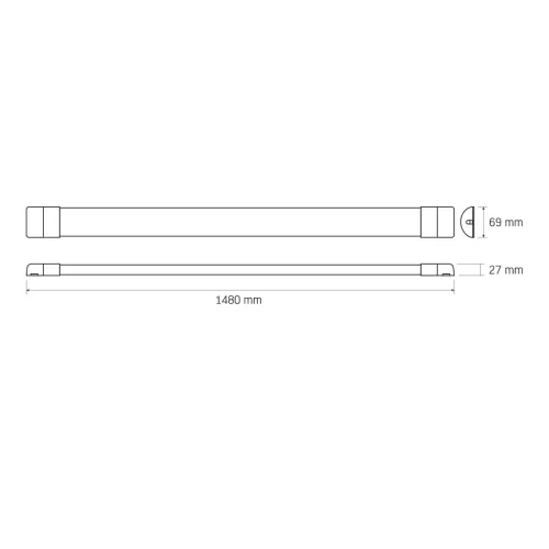 Felületre szerelhető lineáris LED mennyezeti lámpa 150cm 45W 5400lm 4000-6500K CCT fehér VIDEX