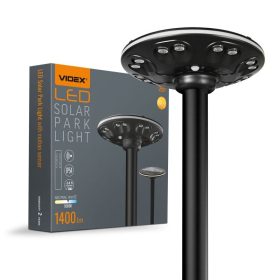   Napelemes LED utcai kerti lámpa mozgásérzékelővel 15W 1400lm 3000K-5000K CCT fekete VL-GLSO-1254-S Videx