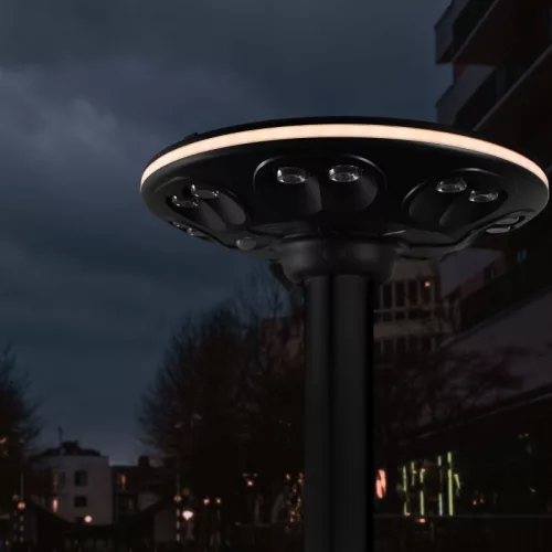 Napelemes LED utcai kerti lámpa mozgásérzékelővel 15W 1400lm 3000K-5000K CCT fekete VL-GLSO-1254-S Videx