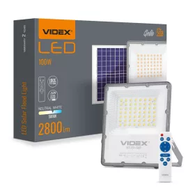   Napelemes reflektor lámpa 56x LED 100W 2800lm 5000K IP65 VIDEX Twilight érzékelő távirányítóval