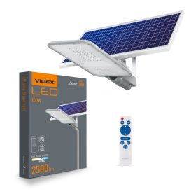   Napelemes reflektor lámpa 50x LED 100W 2500lm 5000K IP65 VIDEX Twilight érzékelő távirányítóval