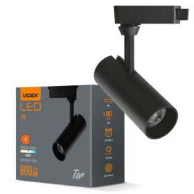   Sínre szerelhető LED spotlámpa 10W 800lm 4000K 36° 90CRI Állítható fekete Videx