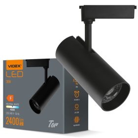   Sínre szerelhető LED spotlámpa 30W 4000K 2400lm 90CRI 36° Állítható fekete Videx