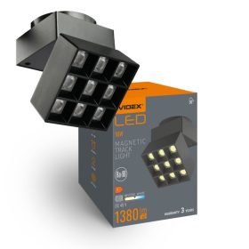  LED mágneses sínlámpa 16W 1380lm 4000K Semleges CRI90 36° Fekete VIDEX