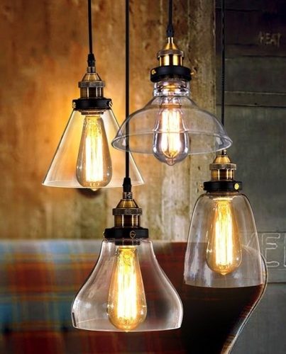 Retro vintage loft üveg mennyezeti lámpa E27 Volteno Milo B