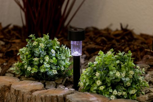 LED napelemes kerti lámpa, fekete, 6500K, hideg fehér