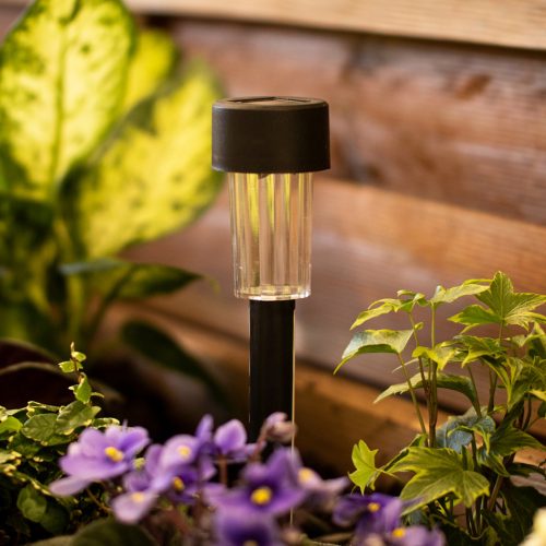 LED napelemes kerti lámpa, fekete, 6500K, hideg fehér