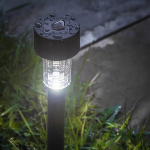 LED napelemes kerti lámpa, fekete, 6500K, hideg fehér