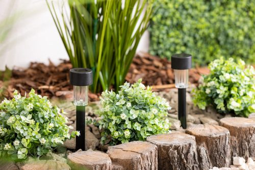 LED napelemes kerti lámpa, fekete, 6500K, hideg fehér