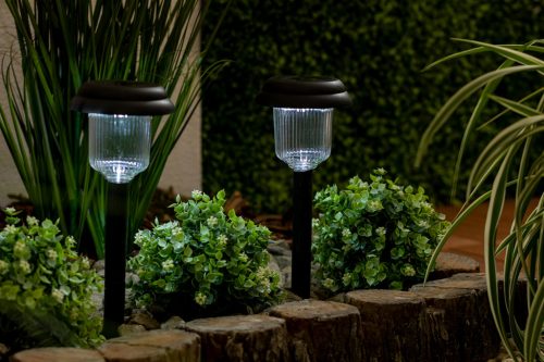 LED SOLAR kerti lámpa, fekete, beépített, 6000K, hideg fehér, 41cm