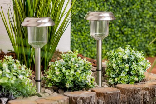 LED SOLAR kerti lámpa, króm, 6000K, hideg fehér, 41cm