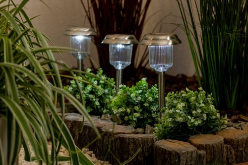 LED SOLAR kerti lámpa, króm, 6000K, hideg fehér, 41cm