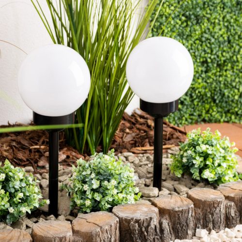 LED napelemes kerti lámpa fehér és fekete KULA 15cm beágyazott 6500K hideg