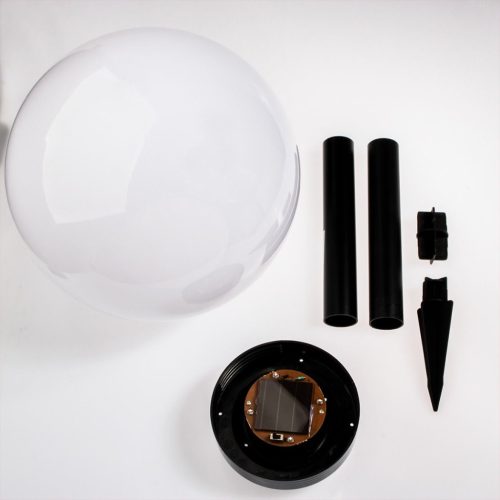 LED napelemes kerti lámpa fehér és fekete KULA 15cm beágyazott 6500K hideg