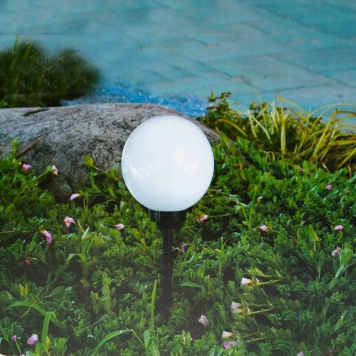 LED napelemes kerti lámpa fehér és fekete KULA 25cm beágyazott 6500K hideg