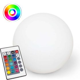   LED napelemes kerti lámpa szegecses RGB gömb a kertbe GROUND 17cm + távirányító