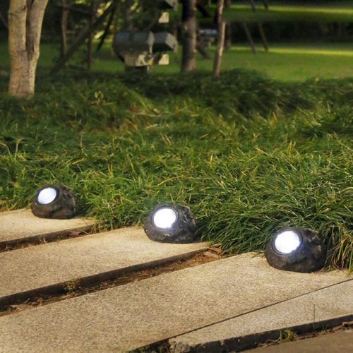 SOLAR STONE LED kerti lámpa 6500K kőutánzat