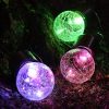 LED napelemes kerti lámpa, függő LED RGB BALL, üveg, fekete, repedezett üveg hatás