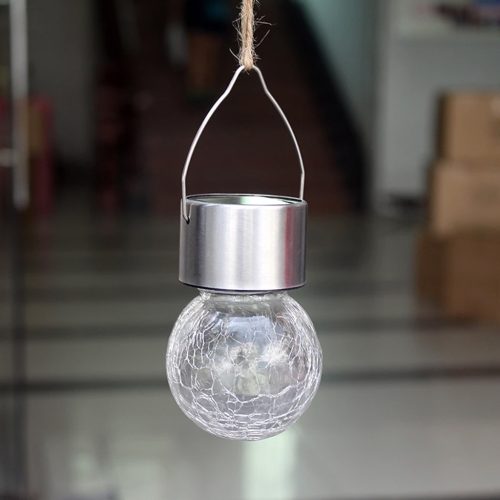 LED napelemes golyós kerti lampa RGB függő üveg repedezett üvegeffektussal