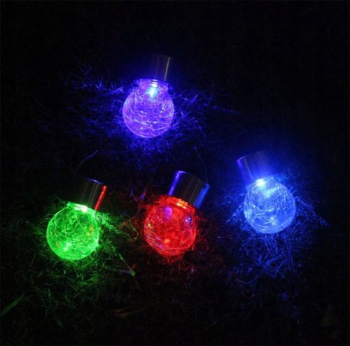 LED napelemes golyós kerti lampa RGB függő üveg repedezett üvegeffektussal