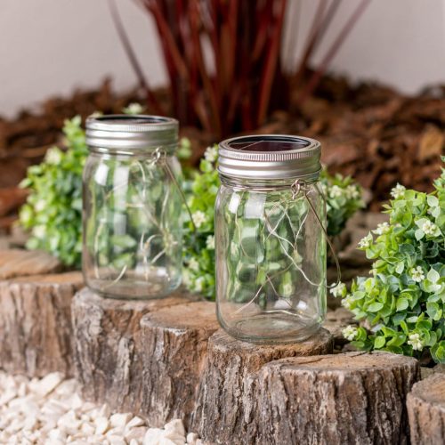 LED lámpa, napelemes kerti lámpa, függő üvegedény