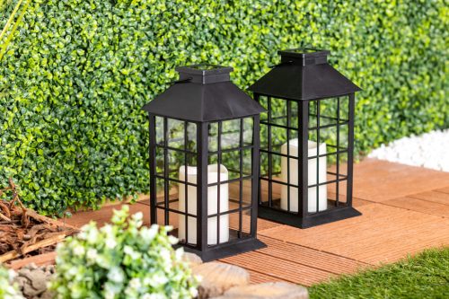 LED Napelemes Kerti Lámpás Függő Lámpás 32cm Fekete