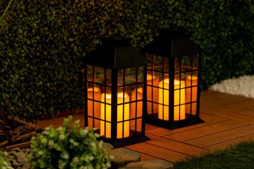 LED Napelemes Kerti Lámpás Függő Lámpás 32cm Fekete