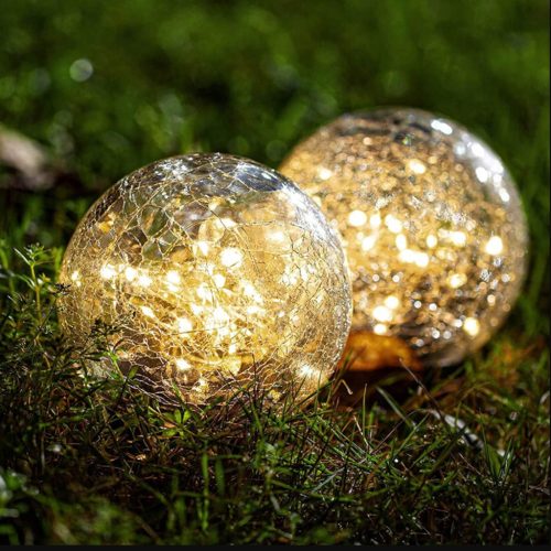 Solar LED kerti golyós földi díszlámpa 10cm 3000K IP44