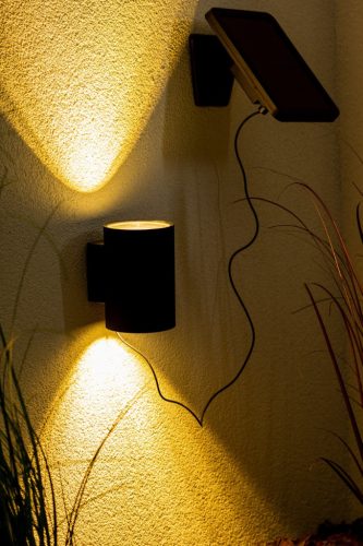 Fali lámpa LED napelemes kerti lámpa homlokzati 3000K IP44 Up Down szürkületérzékelő