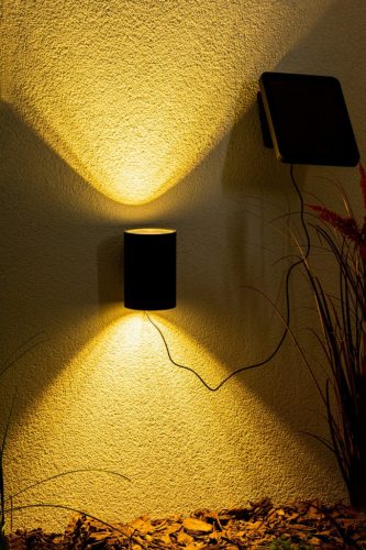 Fali lámpa LED napelemes kerti lámpa homlokzati 3000K IP44 Up Down szürkületérzékelő