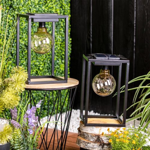 LED-es napelemes lámpa kültéri kerti álló függőlámpás 3000K IP44 26cm-es szürkületérzékelő