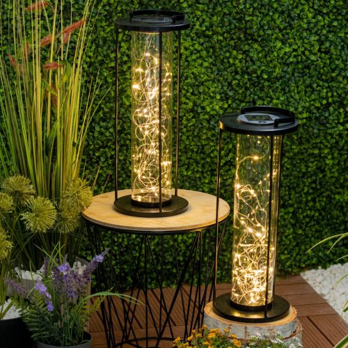 LED-es napelemes lámpa kültéri kerti álló függőlámpás 3000K IP44 46cm-es alkonyérzékelő