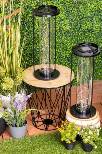 LED-es napelemes lámpa kültéri kerti álló függőlámpás 3000K IP44 46cm-es alkonyérzékelő