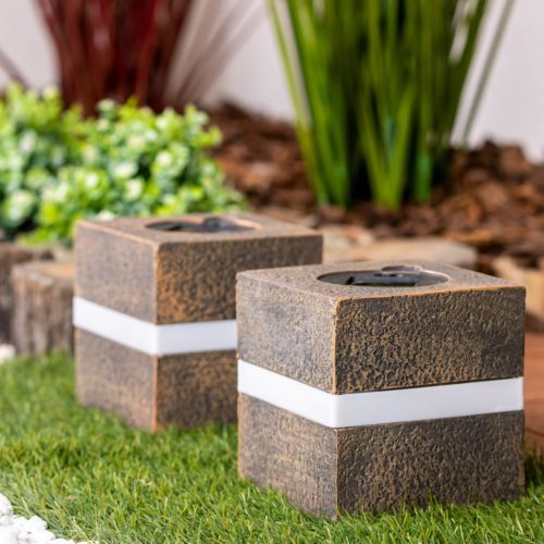 LED napelemes lámpa kültéri kerti álló kő 3000K IP44 12cm szürkületérzékelő