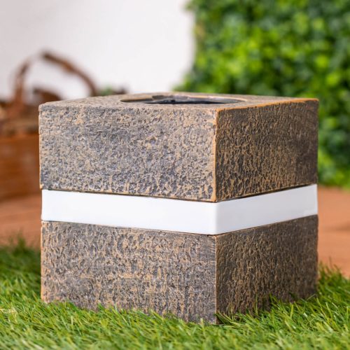 LED napelemes lámpa kültéri kerti álló kő 3000K IP44 12cm szürkületérzékelő