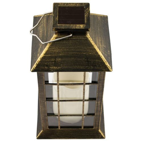 LED-es napelemes kerti lámpa, függő Patina lámpás, 27cm