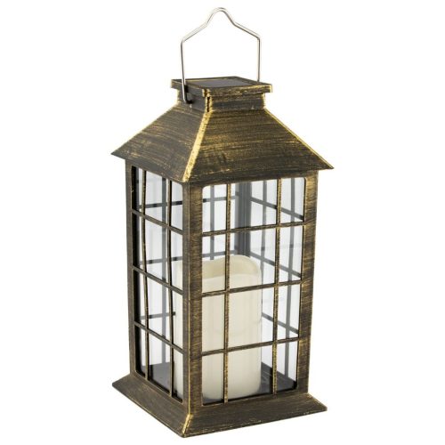 LED-es napelemes kerti lámpa, függő Patina lámpás, 27cm