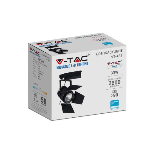 LED pályalámpa 33W 5000K fekete Samsung Chip VT-433 V-TAC - 5 év garancia