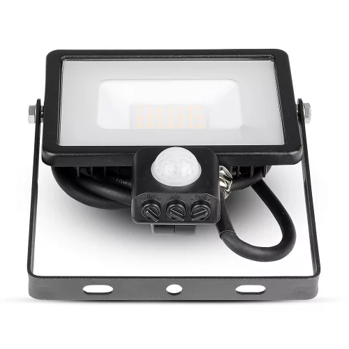 LED reflektor 20W 1600lm 4000K IP65 Fekete mozgásérzékelővel és CUT-OFF funkcióval Samsung Chip VT-20-SB V-TAC