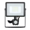 LED reflektor 20W 1600lm 6400K IP65 Fekete mozgásérzékelővel és CUT-OFF funkcióval Samsung Chip VT-20-SB V-TAC