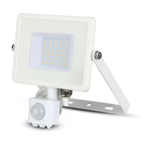   LED reflektor 30W 2400lm 6400K IP65 fehér mozgásérzékelővel és CUT-OFF funkcióval Samsung Chip VT-30-SW V-TAC