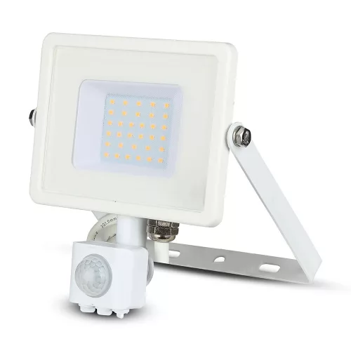 LED reflektor 30W 2400lm 3000K IP65 Fekete mozgásérzékelővel és CUT-OFF funkcióval Samsung Chip VT-30-SB V-TAC